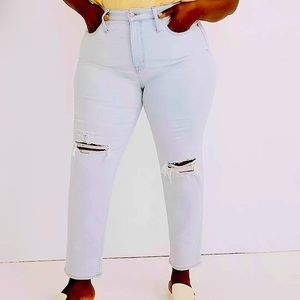 Madewell NWT Sz14W The Plus Momjean in Harman Wash: Raw-Hem Edition